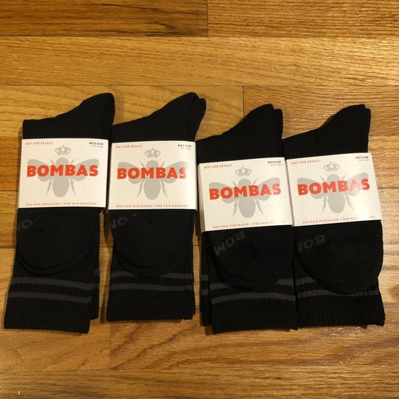 Bombas Accessories Nwt Bombas Black Calf Crew Socks Lot Of 4 Pairs